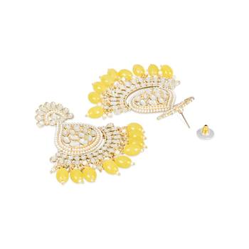 Gold Plated Traditional Handcrafted Pearl Kundan Beaded Earrings for Women/Girls  2