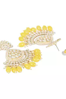 Gold Plated Traditional Handcrafted Pearl Kundan Beaded Earrings for Women/Girls 