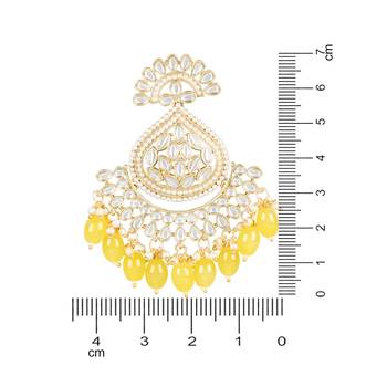 Gold Plated Traditional Handcrafted Pearl Kundan Beaded Earrings for Women/Girls  3