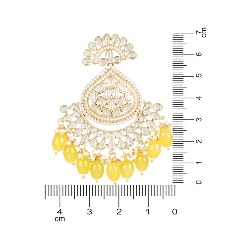 Gold Plated Traditional Handcrafted Pearl Kundan Beaded Earrings for Women/Girls 