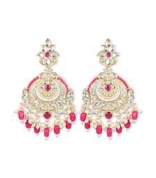 Gold Plated Traditional Handcrafted Pearl Kundan Beaded Earrings for Women/Girls 