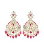Gold Plated Traditional Handcrafted Pearl Kundan Beaded Earrings for Women/Girls 