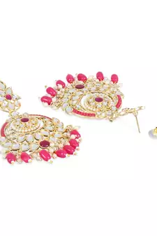 Gold Plated Traditional Handcrafted Pearl Kundan Beaded Earrings for Women/Girls 