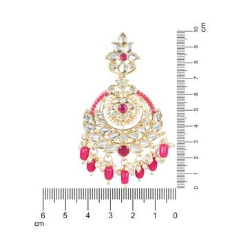 Gold Plated Traditional Handcrafted Pearl Kundan Beaded Earrings for Women/Girls  3