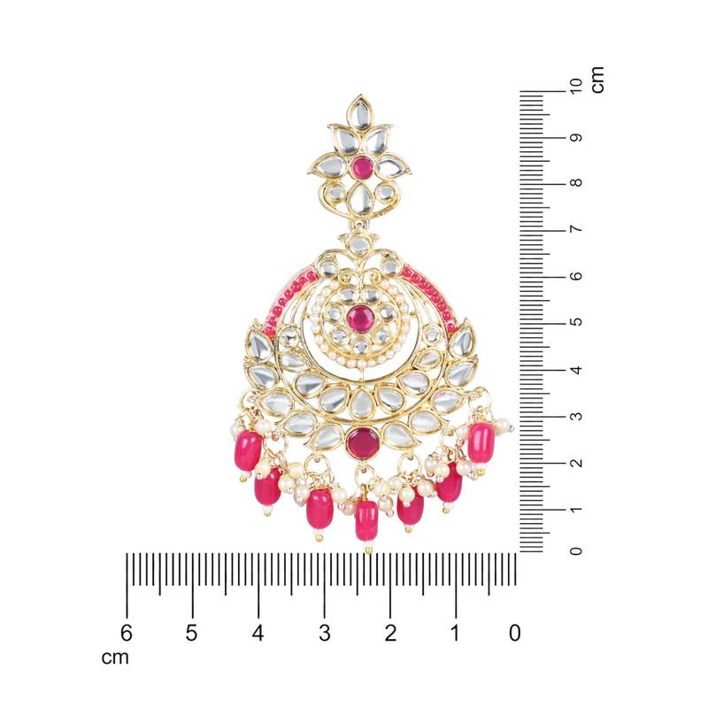 Gold Plated Traditional Handcrafted Pearl Kundan Beaded Earrings for Women/Girls 