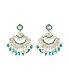 Gold Plated Traditional Handcrafted Pearl Kundan Beaded Earrings for Women/Girls 