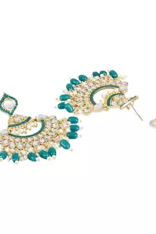 Gold Plated Traditional Handcrafted Pearl Kundan Beaded Earrings for Women/Girls 