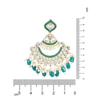 Gold Plated Traditional Handcrafted Pearl Kundan Beaded Earrings for Women/Girls  3