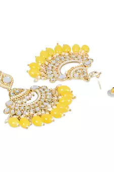 Gold Plated Traditional Handcrafted Pearl Kundan Beaded Earrings for Women/Girls 