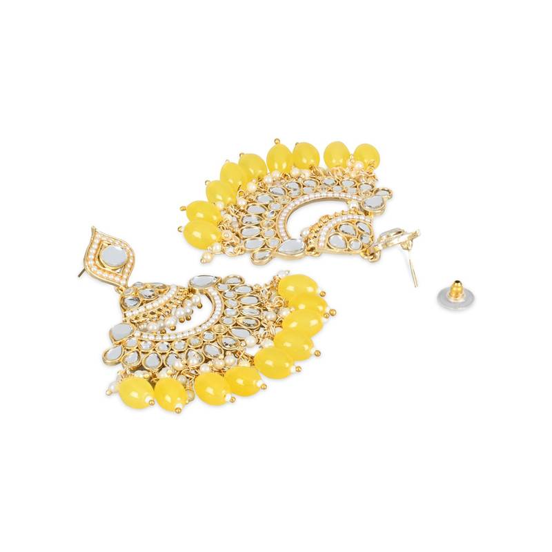 Gold Plated Traditional Handcrafted Pearl Kundan Beaded Earrings for Women/Girls 