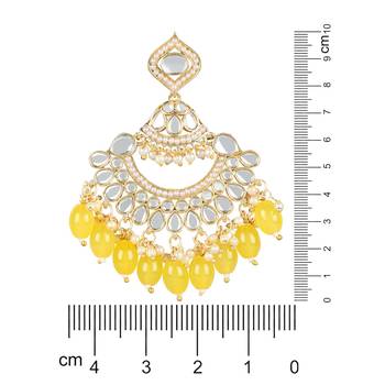 Gold Plated Traditional Handcrafted Pearl Kundan Beaded Earrings for Women/Girls  3