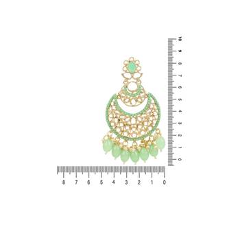 Gold Plated Traditional Handcrafted Pearl Kundan Beaded Chandbali Earrings for Women/Girls  4