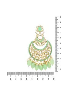 Gold Plated Traditional Handcrafted Pearl Kundan Beaded Chandbali Earrings for Women/Girls 