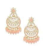Gold Plated Traditional Handcrafted Pearl Kundan Beaded Chandbali Earrings for Women/Girls 