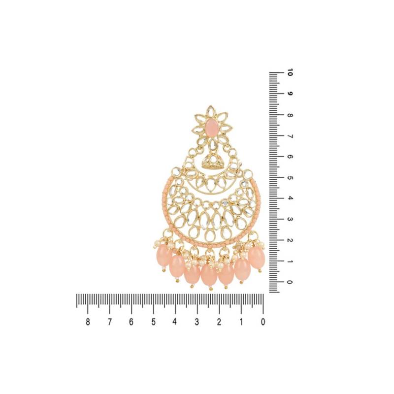 Gold Plated Traditional Handcrafted Pearl Kundan Beaded Chandbali Earrings for Women/Girls 