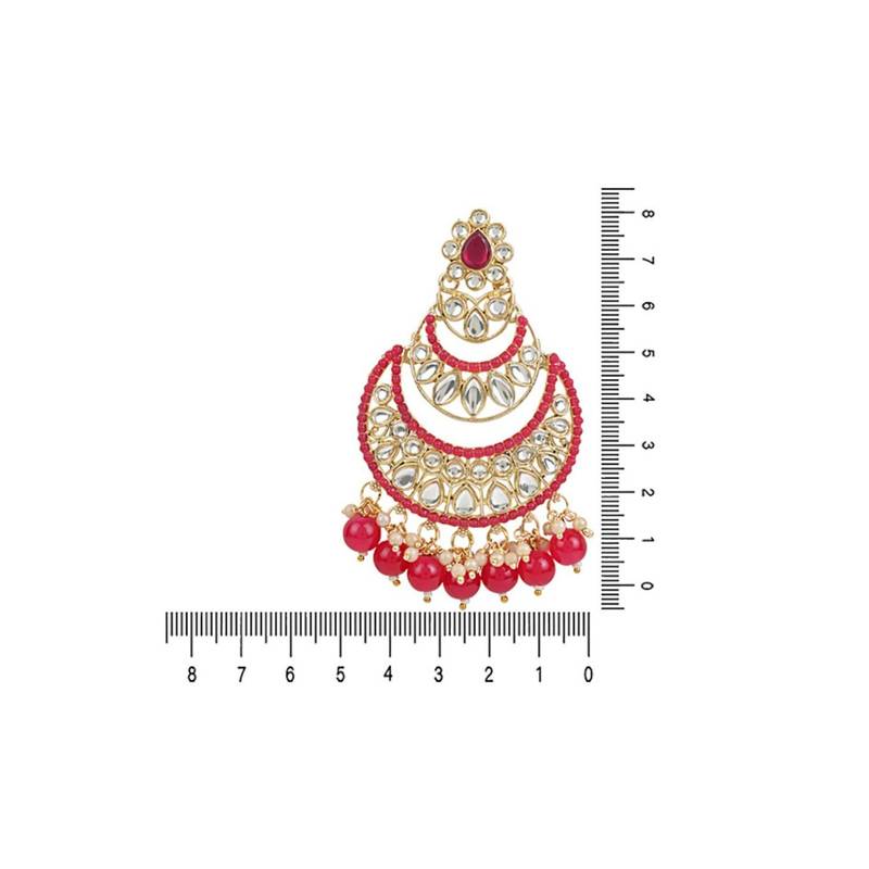 Gold Plated Traditional Handcrafted Pearl Kundan Beaded Chandbali Earrings for Women/Girls 