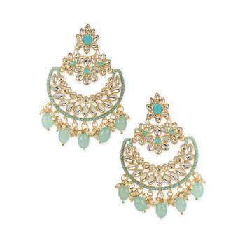 Gold Plated Traditional Handcrafted Pearl Kundan Beaded Chandbali Earrings for Women/Girls (E3030Sb) 1