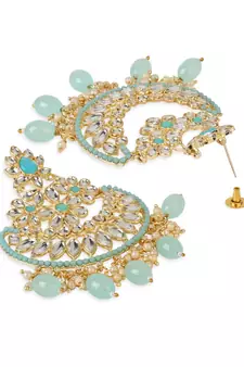 Gold Plated Traditional Handcrafted Pearl Kundan Beaded Chandbali Earrings for Women/Girls (E3030Sb)