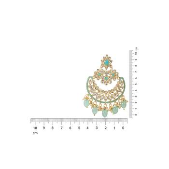 Gold Plated Traditional Handcrafted Pearl Kundan Beaded Chandbali Earrings for Women/Girls (E3030Sb) 4