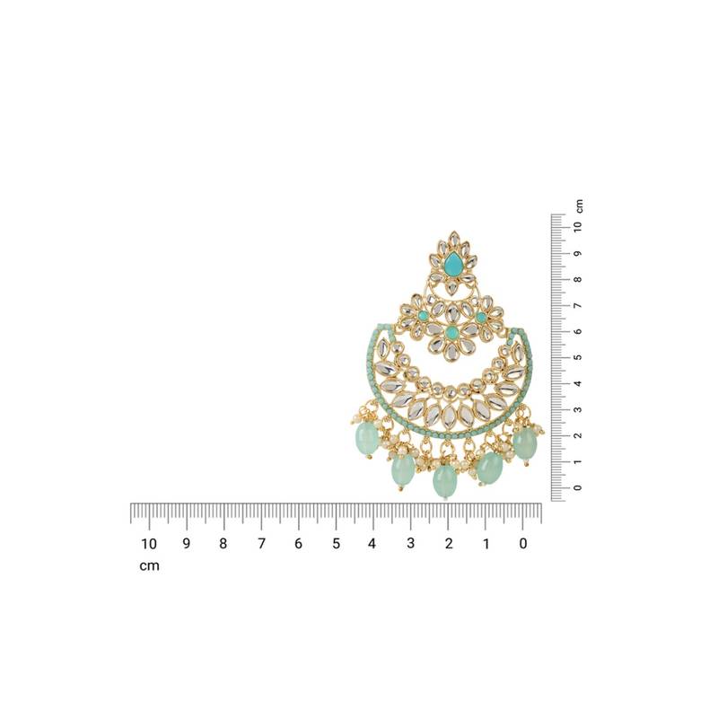 Gold Plated Traditional Handcrafted Pearl Kundan Beaded Chandbali Earrings for Women/Girls (E3030Sb)