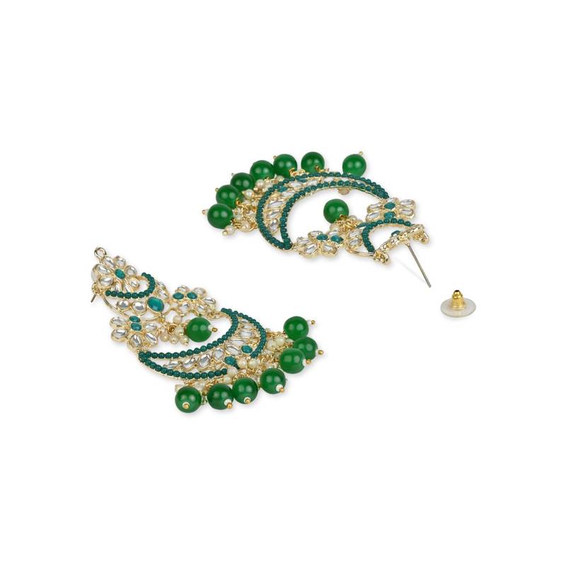 Gold Plated Traditional Handcrafted Pearl Kundan Beaded Chandbali Earrings for Women/Girls 