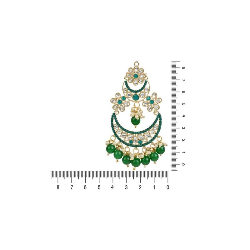 Gold Plated Traditional Handcrafted Pearl Kundan Beaded Chandbali Earrings for Women/Girls 