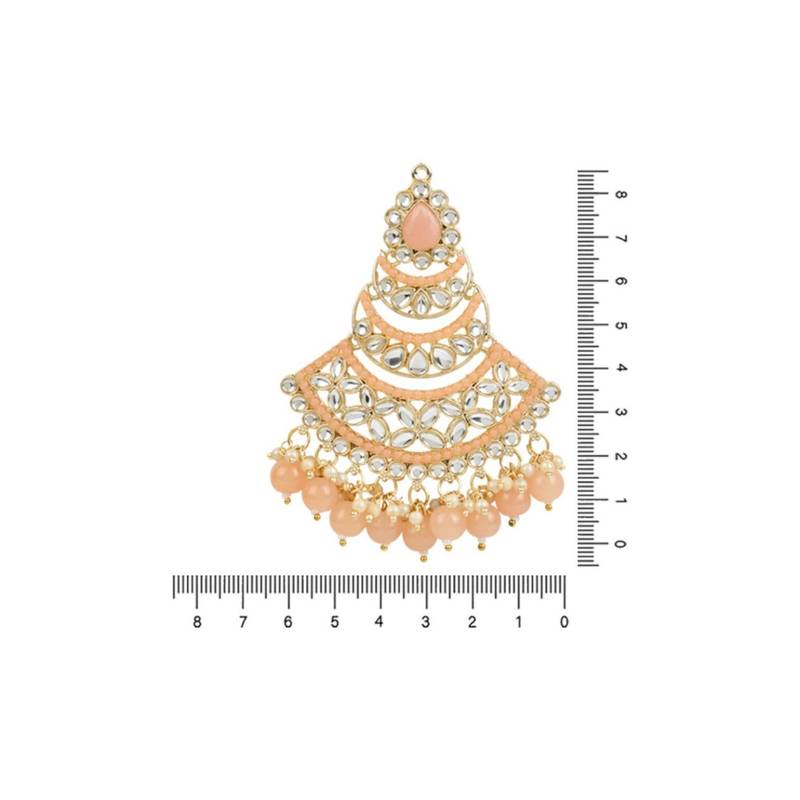 Gold Plated Traditional Handcrafted Pearl Kundan Beaded Chandbali Earrings for Women/Girls 