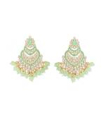 Gold Plated Traditional Handcrafted Pearl Kundan Beaded Chandbali Earrings for Women/Girls 