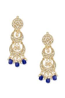 Gold Plated Alloy Kundan Stones & Pearl Earrings For Women