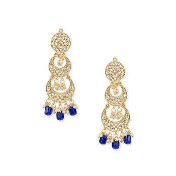 Gold Plated Alloy Kundan Stones & Pearl Earrings For Women 1