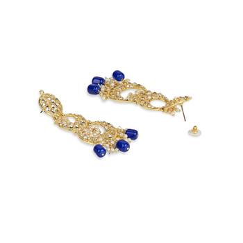 Gold Plated Alloy Kundan Stones & Pearl Earrings For Women 2