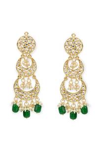 Gold Plated Alloy Kundan Stones & Pearl Earrings For Women
