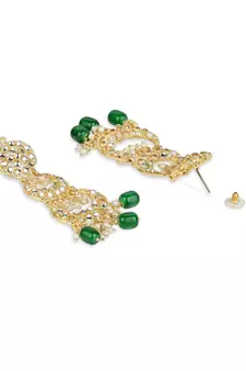 Gold Plated Alloy Kundan Stones & Pearl Earrings For Women