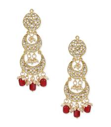 Gold Plated Alloy Kundan Stones & Pearl Earrings For Women