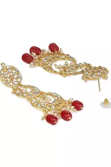 Gold Plated Alloy Kundan Stones & Pearl Earrings For Women