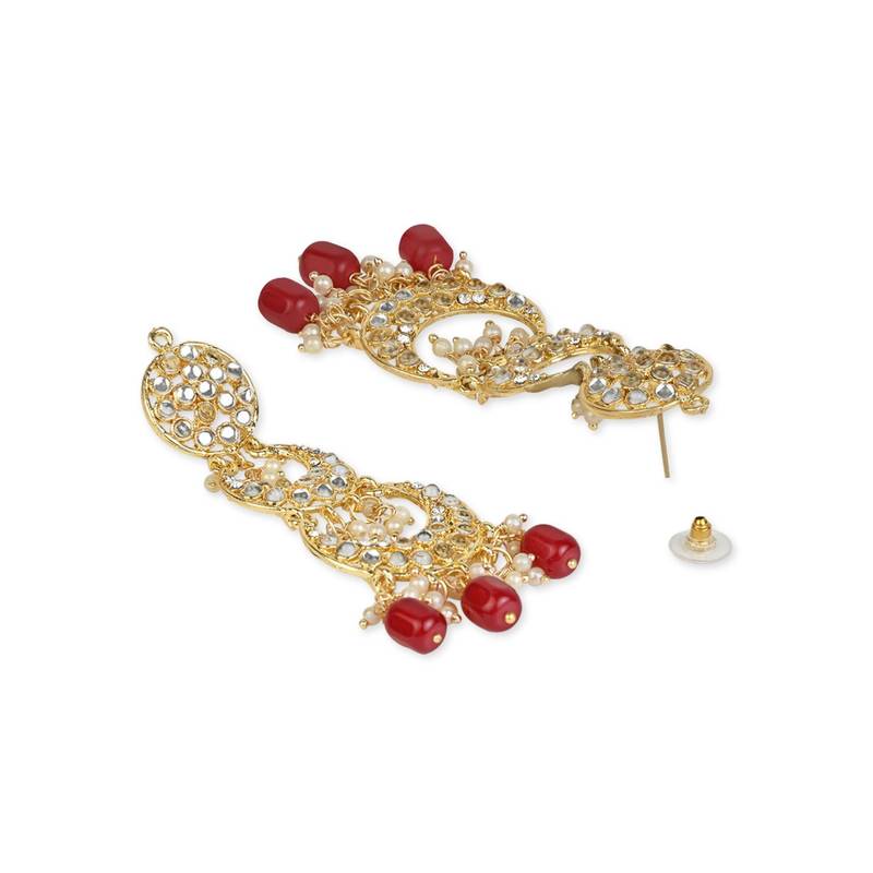 Gold Plated Alloy Kundan Stones & Pearl Earrings For Women