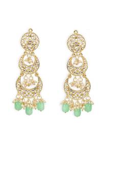 Gold Plated Alloy Kundan Stones & Pearl Earrings For Women