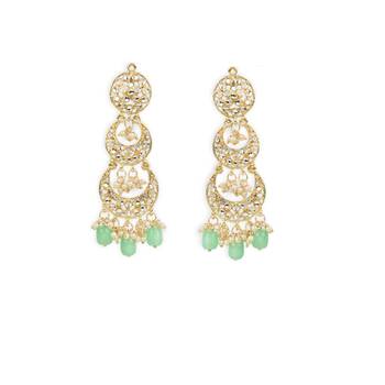 Gold Plated Alloy Kundan Stones & Pearl Earrings For Women 1