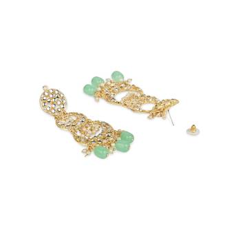 Gold Plated Alloy Kundan Stones & Pearl Earrings For Women 2