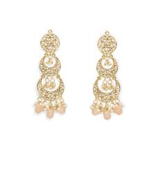 Gold Plated Alloy Kundan Stones & Pearl Earrings For Women