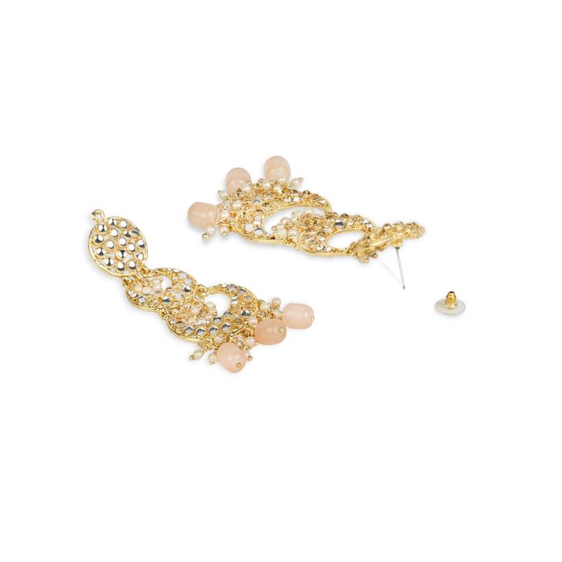 Gold Plated Alloy Kundan Stones & Pearl Earrings For Women