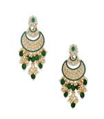 Gold Plated Traditional Handcrafted Pearl Kundan Beaded Chandbali Earrings for Women/Girls 