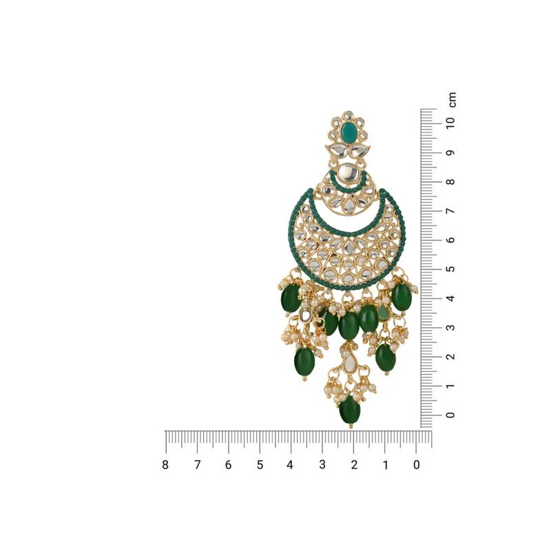 Gold Plated Traditional Handcrafted Pearl Kundan Beaded Chandbali Earrings for Women/Girls 