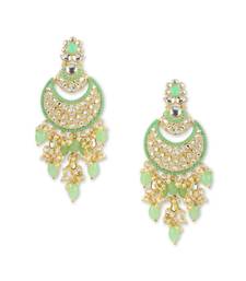 Gold Plated Traditional Handcrafted Pearl Kundan Beaded Chandbali Earrings for Women/Girls 
