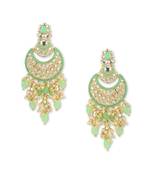 Gold Plated Traditional Handcrafted Pearl Kundan Beaded Chandbali Earrings for Women/Girls 