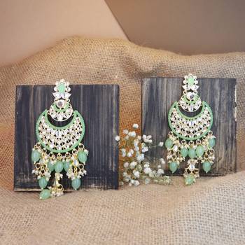Gold Plated Traditional Handcrafted Pearl Kundan Beaded Chandbali Earrings for Women/Girls  3