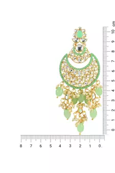 Gold Plated Traditional Handcrafted Pearl Kundan Beaded Chandbali Earrings for Women/Girls 