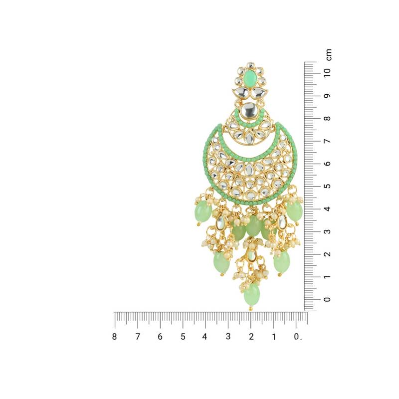 Gold Plated Traditional Handcrafted Pearl Kundan Beaded Chandbali Earrings for Women/Girls 