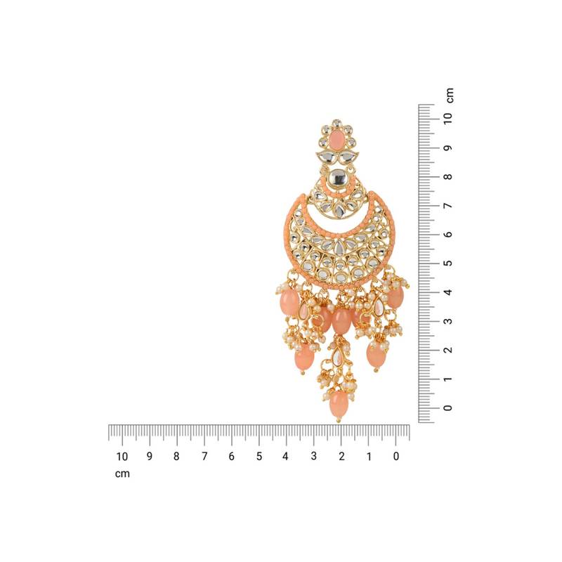 Gold Plated Traditional Handcrafted Pearl Kundan Beaded Chandbali Earrings for Women/Girls 