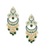 Gold Plated Traditional Handcrafted Pearl Kundan Beaded Chandbali Earrings for Women/Girls 